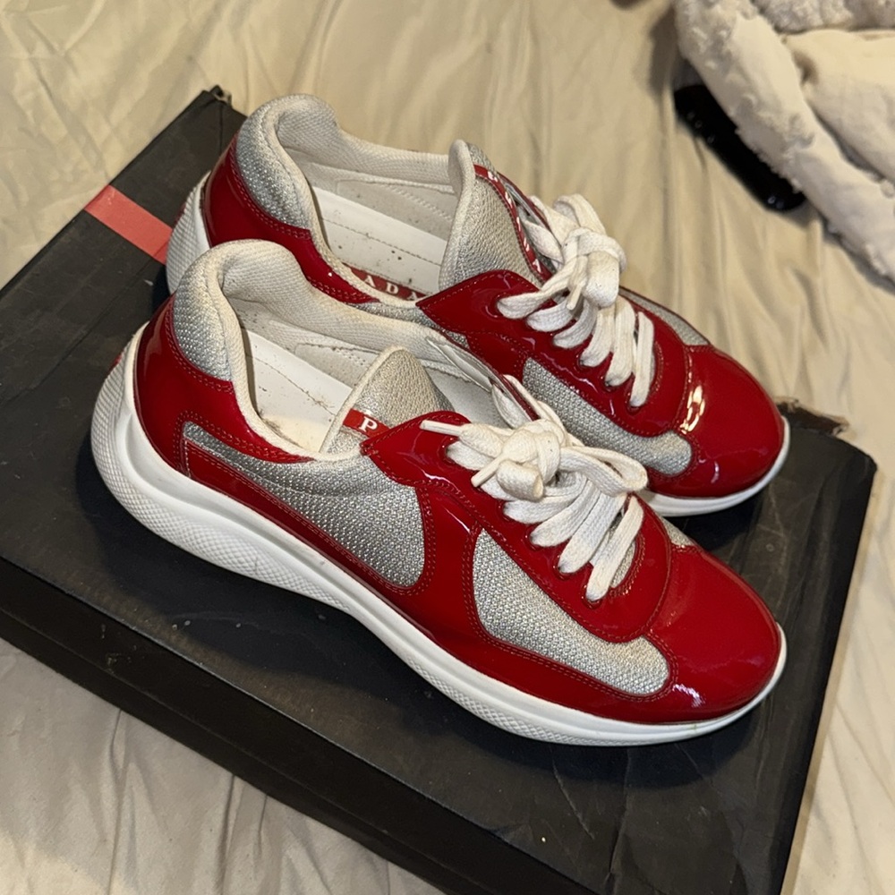 Prada Red and Gray Men's Sneakers